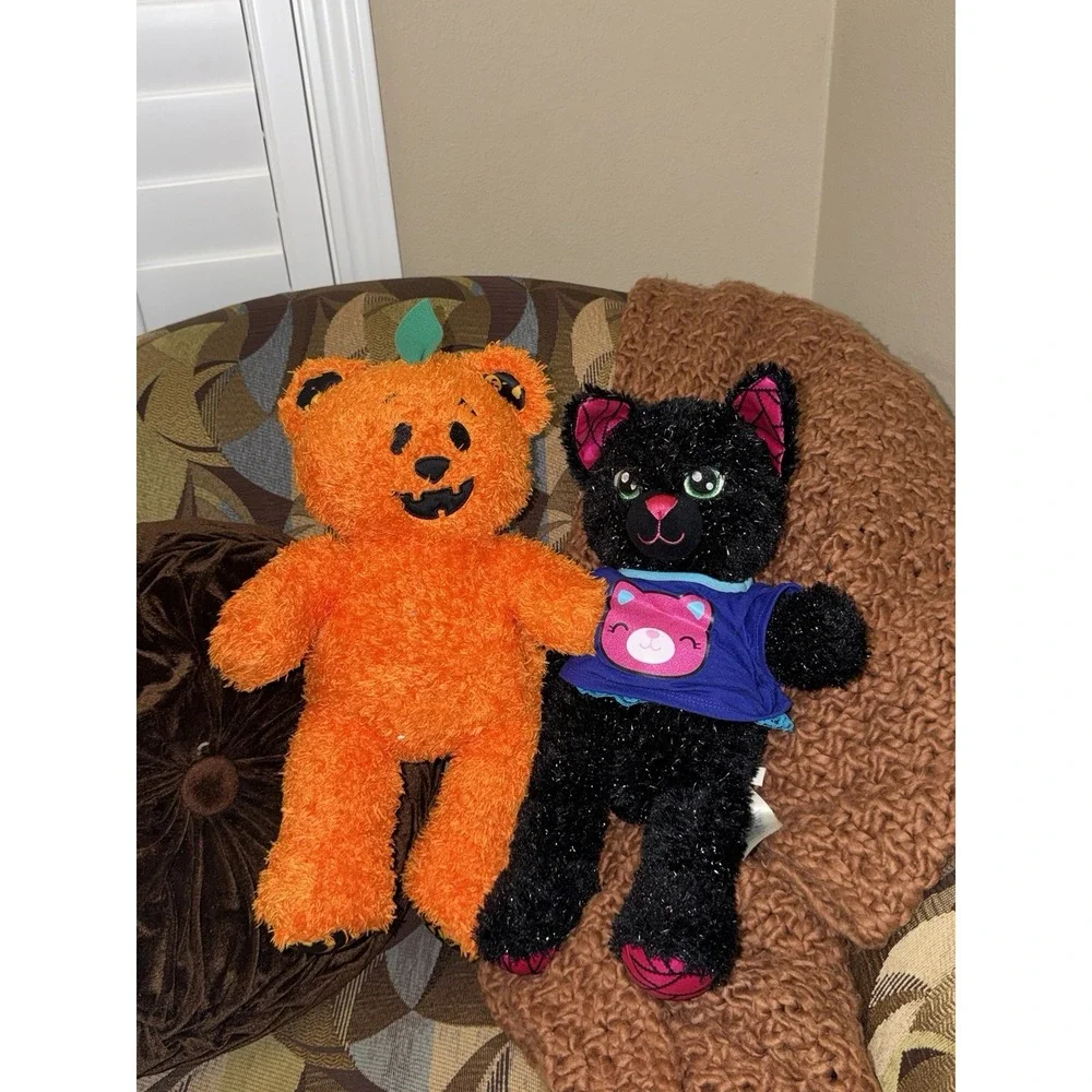 Build‎ A Bear Halloween Jack O Lantern Pumpkin Bear Plush Orange And Nightly Cat